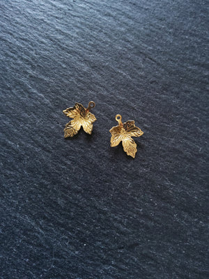 6 or 30 Real Gold Plated Stainless Steel Maple Leaf Charms 15x11.5x2mm