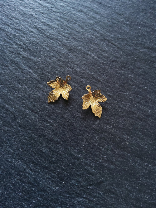 6 or 30 Real Gold Plated Stainless Steel Maple Leaf Charms 15x11.5x2mm