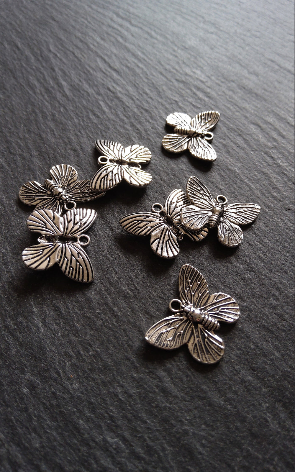 10 or 50 Beautiful Butterfly Charms Antique Silver Tone 18x15mm