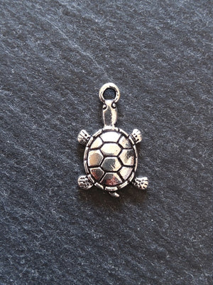 10 or 50 Little Tortoise Charms Antique Silver Tone 19x12mm