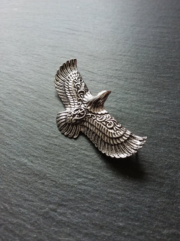 1 or 5 Large Antique Silver Tone Eagle Connector Pendant 68x34mm