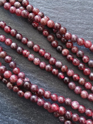 3.1mm to 3.8mm Garnet Round Undyed Natural Gemstone Beads Full 15.5 inch Strands