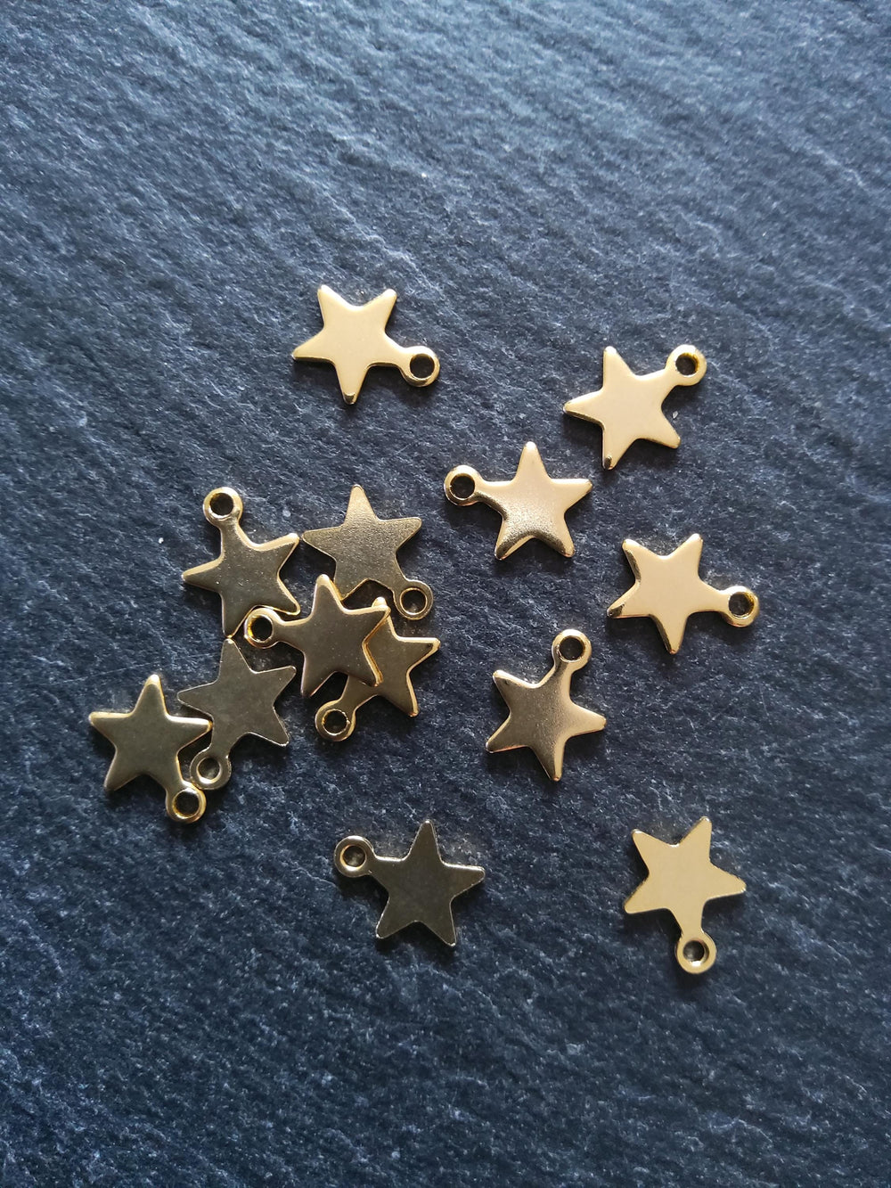 10 or 50 Real 18K Gold Plated Stainless Steel Star Charms 10x8x0.8mm Hole: 1.4mm