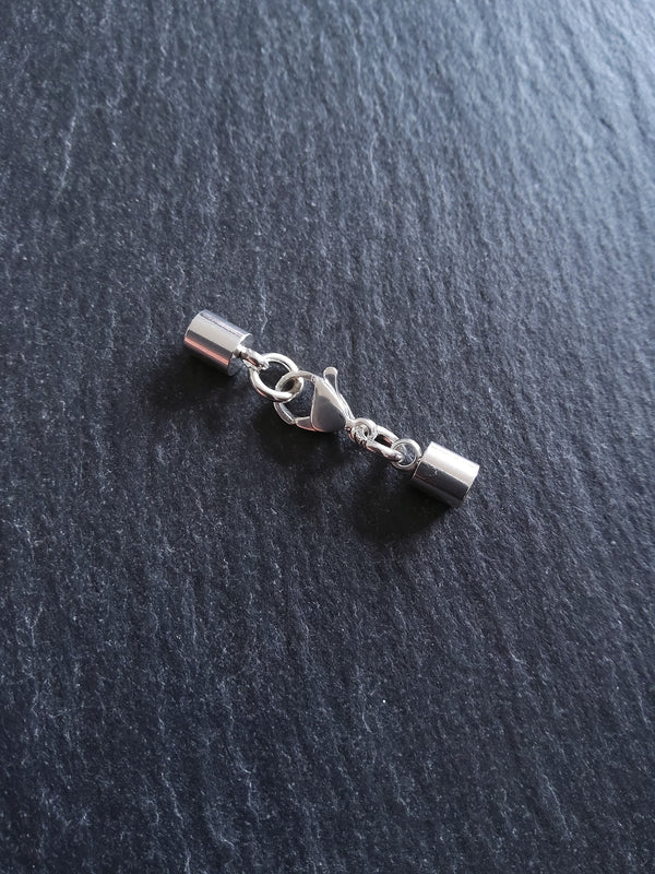 2 or 10 Bright Silver Stainless Steel End Cap Sets for 4mm Cord (4.5mm end caps)