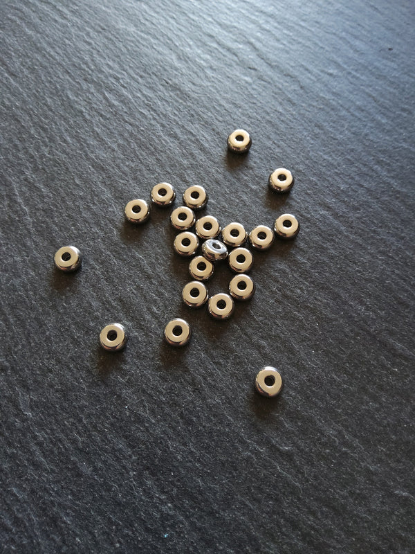 8 or 40 Stainless Steel 6mm Solid Flat Round Spacer Beads 6x2.5mm with 1.8mm Hole