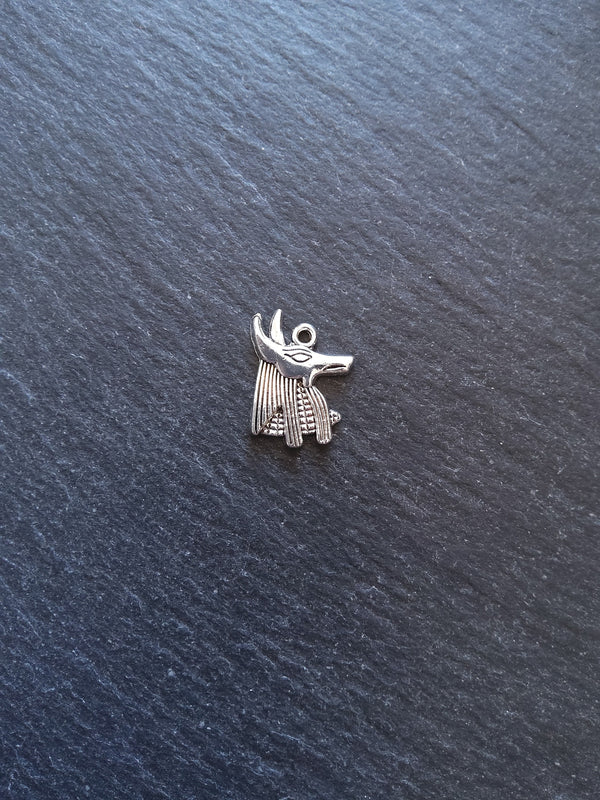 10 or 50 Anubis Jackal Head Charms Ancient Egyptian Antique Silver Tone 20x15mm