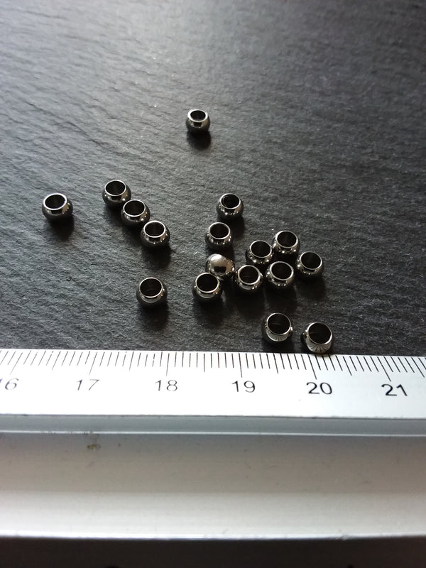 10 or 50 Stainless Steel 5mm Barrel Beads Smooth Solid Round Spacer 5x3.5mm with 3mm Hole