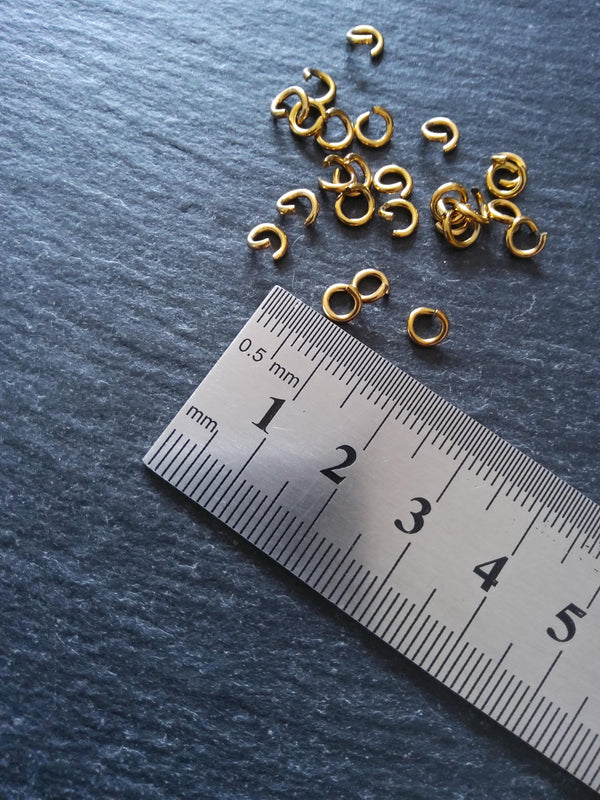 20 or 100 Real 18K Gold Ion Plated 5mm Diameter Strong Stainless Steel Jump Rings 1mm (18 Gauge) Inner Diameter: 3mm