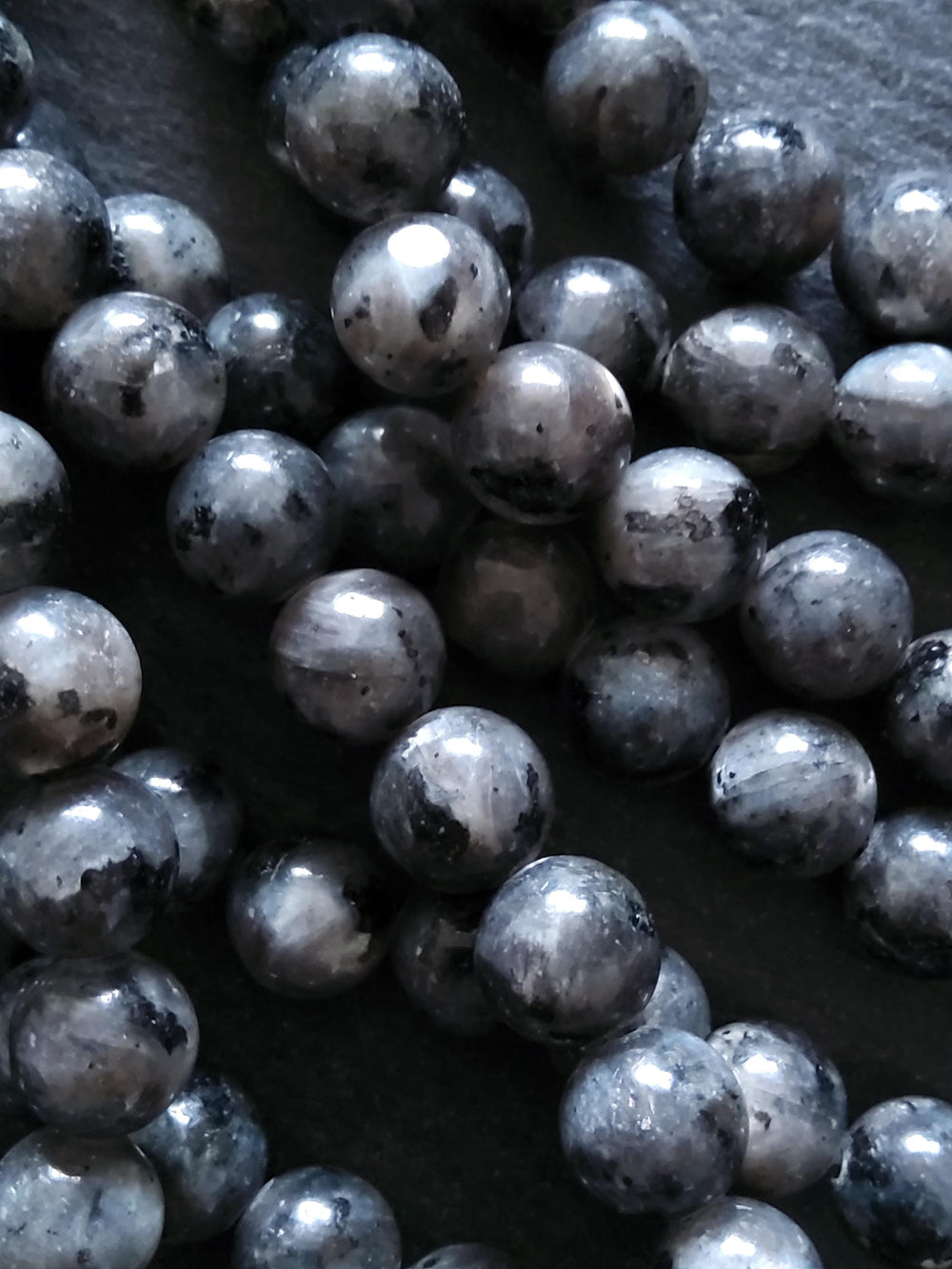 8mm to 8.5mm Larvikite Natural Gemstone Beads Undyed Full 15.7 inch Strand Hole: 1mm