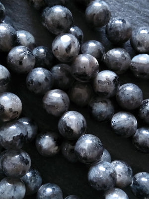8mm to 8.5mm Larvikite Natural Gemstone Beads Undyed Full 15.7 inch Strand Hole: 1mm