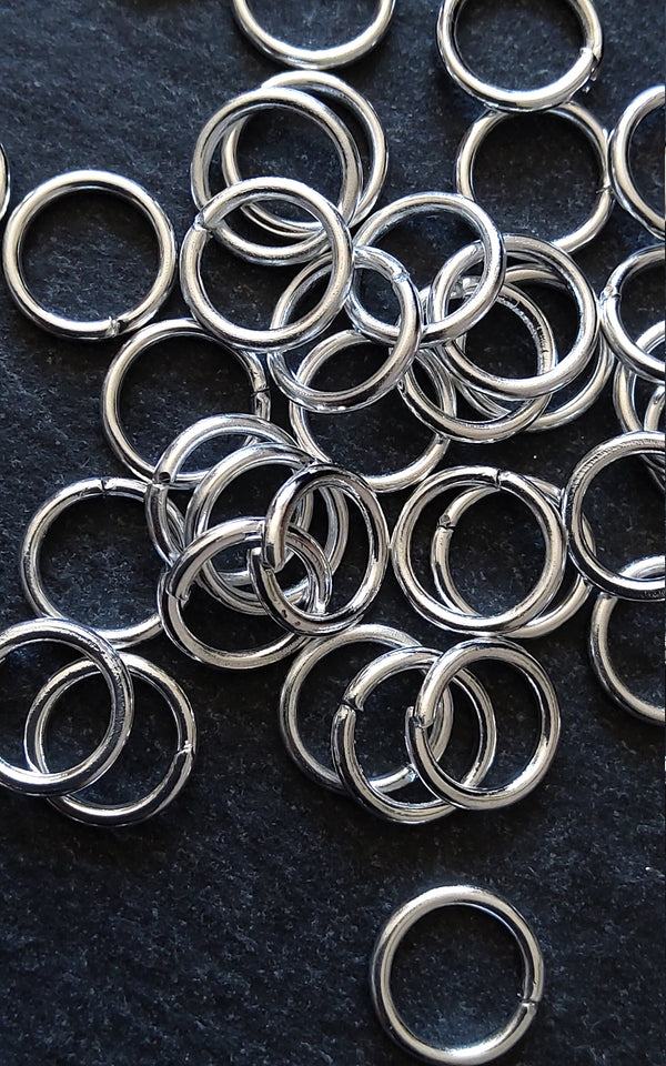 Strong Jump Rings Silver Plated 9mm Diameter 1.2mm (16 gauge) wide