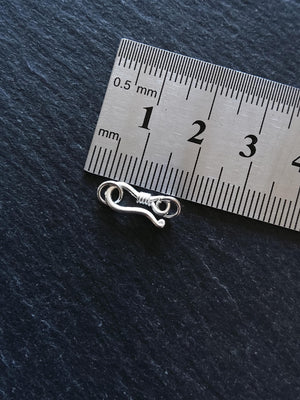 Genuine Solid Sterling Silver Hook & Eye Clasp Set 20mm Long (clasp 13x6x2mm)