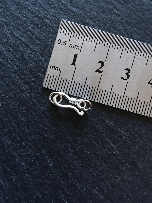 Genuine Solid Sterling Silver Hook & Eye Clasp Set 20mm Long (clasp 13x6x2mm)