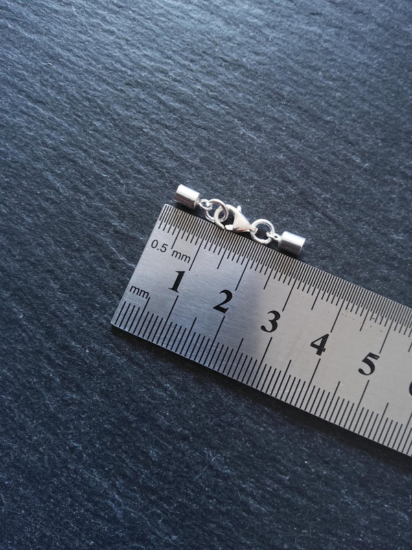 Genuine Solid Sterling Silver End Cap Set for 2.5mm Cord (3mm end caps)