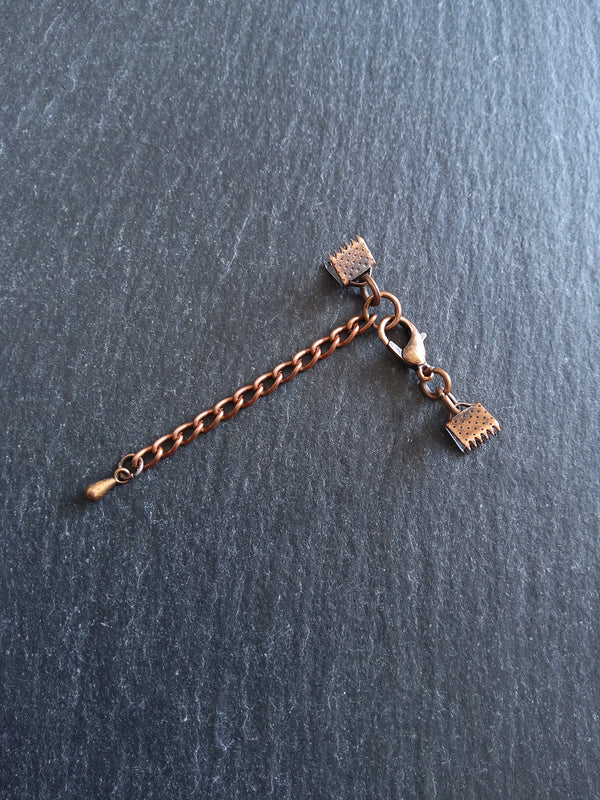 5 or 25 Antique Copper Crimp End Sets for 6mm (1/4") Wide Ribbon