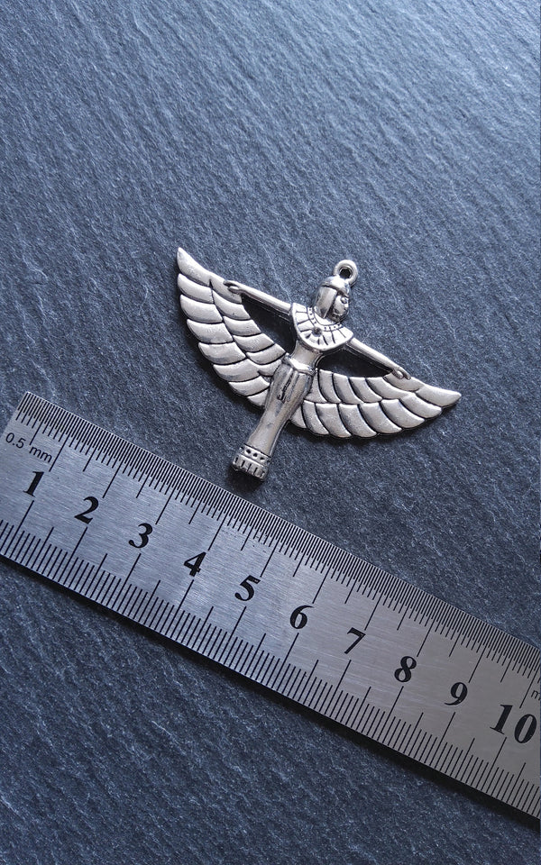 2 or 10 Egyptian Goddess Isis Charms Antique Silver Tone Alloy 56x42mm