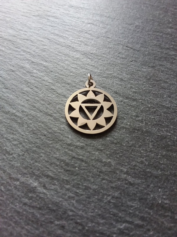 1 or 5 Stainless Steel Manipura Chakra Solar Plexus Charms Flat 22x19mm