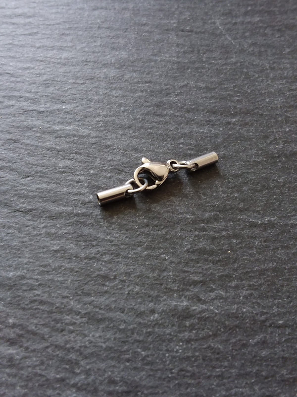 5 or 25 Sets Stainless Steel Rounded End Caps for 1.5mm Cord with Lobster Clasps (1.8mm end caps)