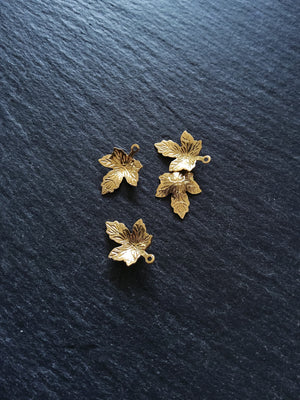 6 or 30 Real Gold Plated Stainless Steel Maple Leaf Charms 15x11.5x2mm
