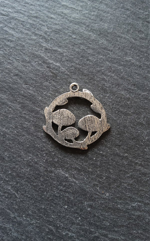 4 or 20 Mushroom Toadstool Round Forest Medium Charms Antique Silver Tone 26x25mm