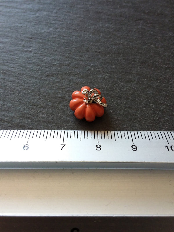 4 or 20 Pumpkin Charms Orange & Silver Solid Metal Alloy 11x10mm