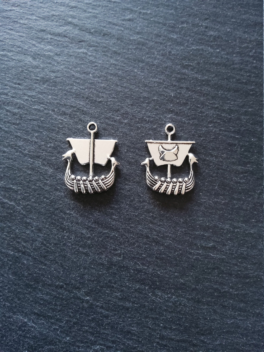 6 or 30 Viking Ship Charms Antique Silver Alloy 27x22mm