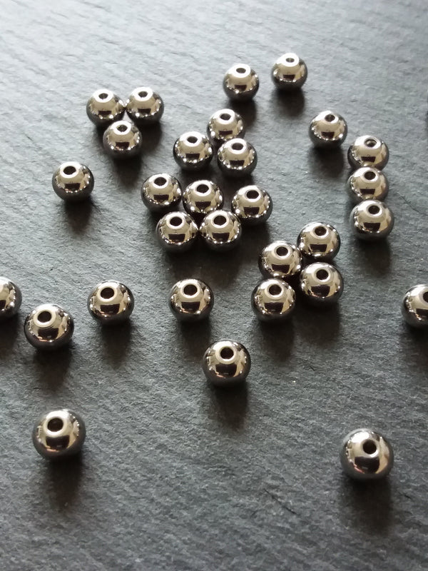 10 or 50 Stainless Steel 7mm Solid Round Spacer Beads 7x6mm Hole: 2mm