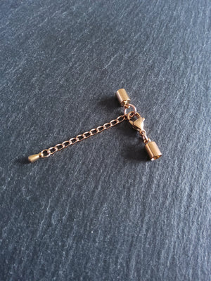 3 or 15 Rose Gold Stainless Steel End Cap Sets for 3.5mm Cord with or without Extender Chain (4mm end caps)