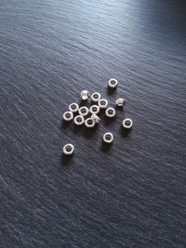 20 or 100 Bright Silver Plated 7mm Round Ring Spacer Beads 7x4mm Nickel FREE