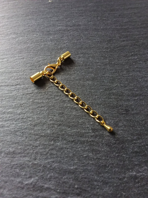 Gold Plated End Cap Sets for 3mm Cord (3.5mm end caps)
