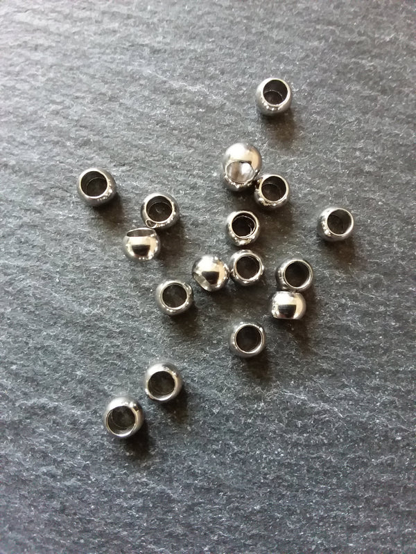10 or 50 Stainless Steel 5mm Barrel Beads Smooth Solid Round Spacer 5x3.5mm with 3mm Hole