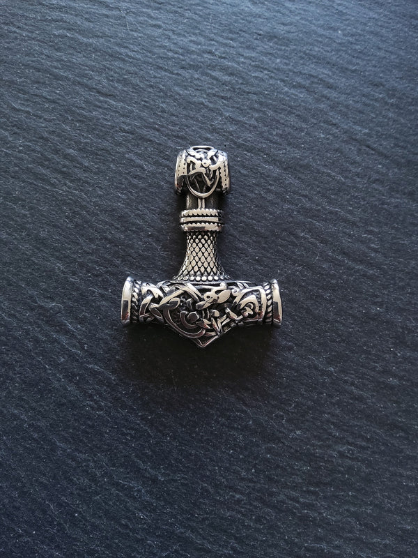Large Solid Stainless Steel Thors Hammer Mjölnir Pendant 46x35x9mm