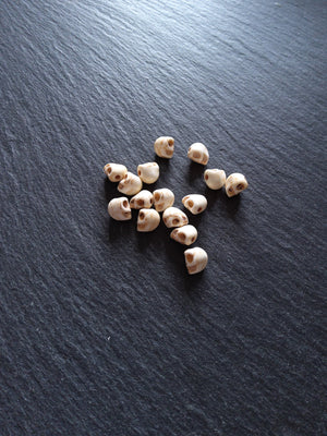 50 Small Cream Synthetic Howlite 8mm Skull Beads 8x7x6mm