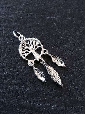 Tree of Life Dreamcatcher Charm 925 Sterling Silver 25x10x2mm