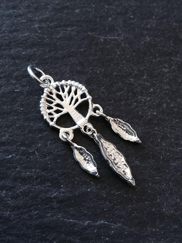 Tree of Life Dreamcatcher Charm 925 Sterling Silver 25x10x2mm
