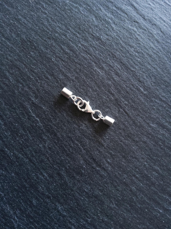 Genuine Solid Sterling Silver End Cap Set for 2.5mm Cord (3mm end caps)