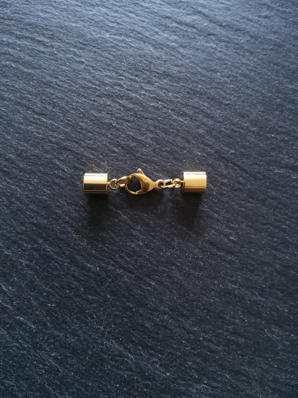1 or 5 Gold Stainless Steel End Cap Sets for 5.5mm Cord (6mm end caps)