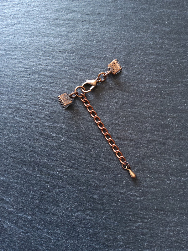5 or 25 Antique Copper Crimp End Sets for 6mm (1/4") Wide Ribbon