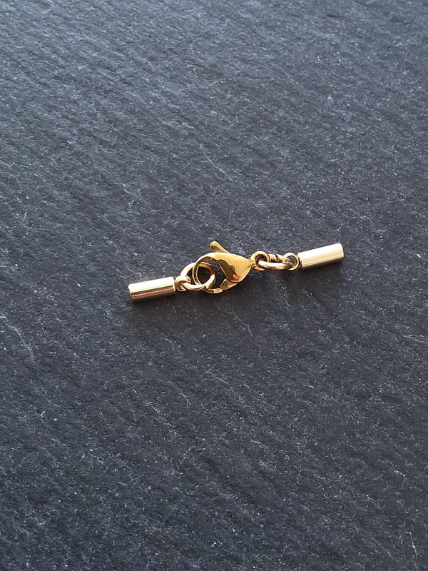 4 or 20 Genuine 18K Gold Plated Stainless Steel End Cap Sets for 1.5mm (2mm end caps)