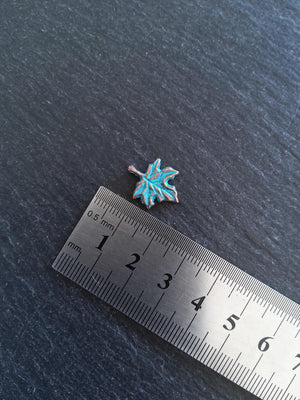 10 or 50 Antique Copper Tone Maple Leaf Charms with Blue Patina 17x13mm
