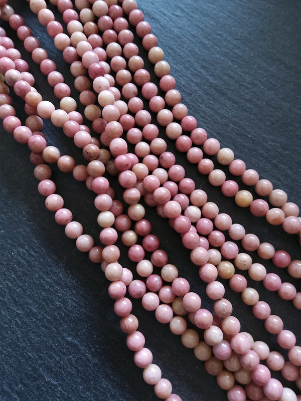 6mm Rhodonite Undyed Natural Salmon Pink Beads Full 15.5 inch strand Hole: 1mm