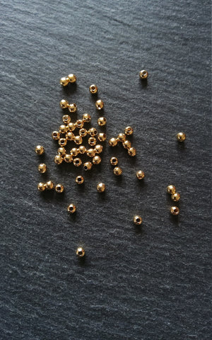 20 or 100 Real 14K Gold Plated 3mm Brass Round Spacer Beads Smooth Plain 3x2.5mm Hole: 1.2mm