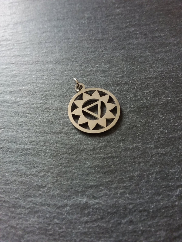 1 or 5 Stainless Steel Manipura Chakra Solar Plexus Charms Flat 22x19mm