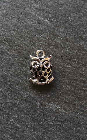 4 or 20 Owl Charms Antique Silver Tone Hollow 17x12x7mm Nickel FREE