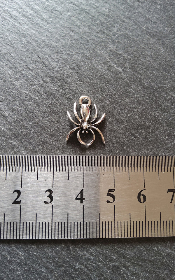 12 or 60 Spider Charms Antique Silver Tone 18x13x3mm