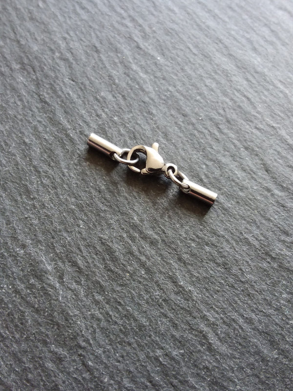 5 or 25 Sets Stainless Steel Rounded End Caps for 1.5mm Cord with Lobster Clasps (1.8mm end caps)