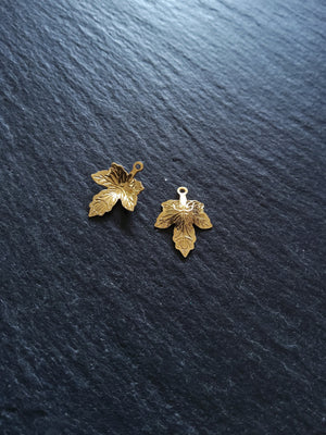6 or 30 Real Gold Plated Stainless Steel Maple Leaf Charms 15x11.5x2mm