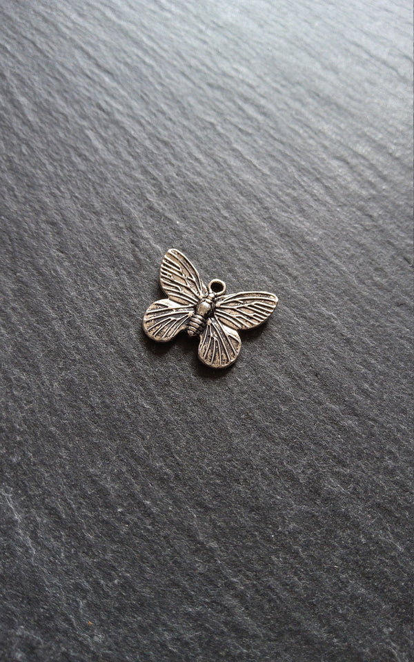 10 or 50 Beautiful Butterfly Charms Antique Silver Tone 18x15mm