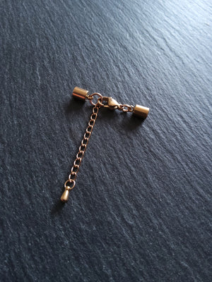 3 or 15 Rose Gold Stainless Steel End Cap Sets for 3.5mm Cord with or without Extender Chain (4mm end caps)