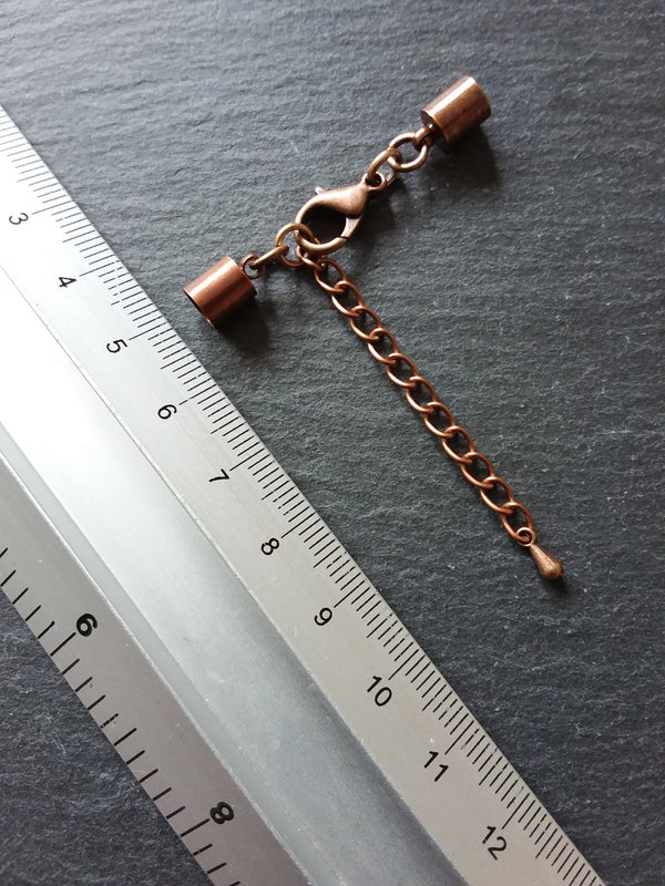 Antique Copper Tone End Cap Sets for 5mm Cord Necklaces & Bracelets (5.5mm end caps)
